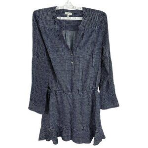 Joie Womens Long Sleeve Mini Dress Size L Navy Diamond Print Rayon Lightweight